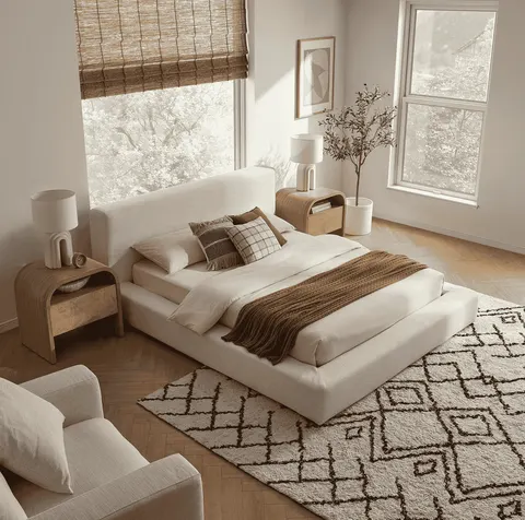 Lit Aspet en tissu et bois massif king size — lits