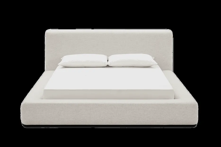 Lit Aspet en tissu et bois massif king size, vue 4 sur 6