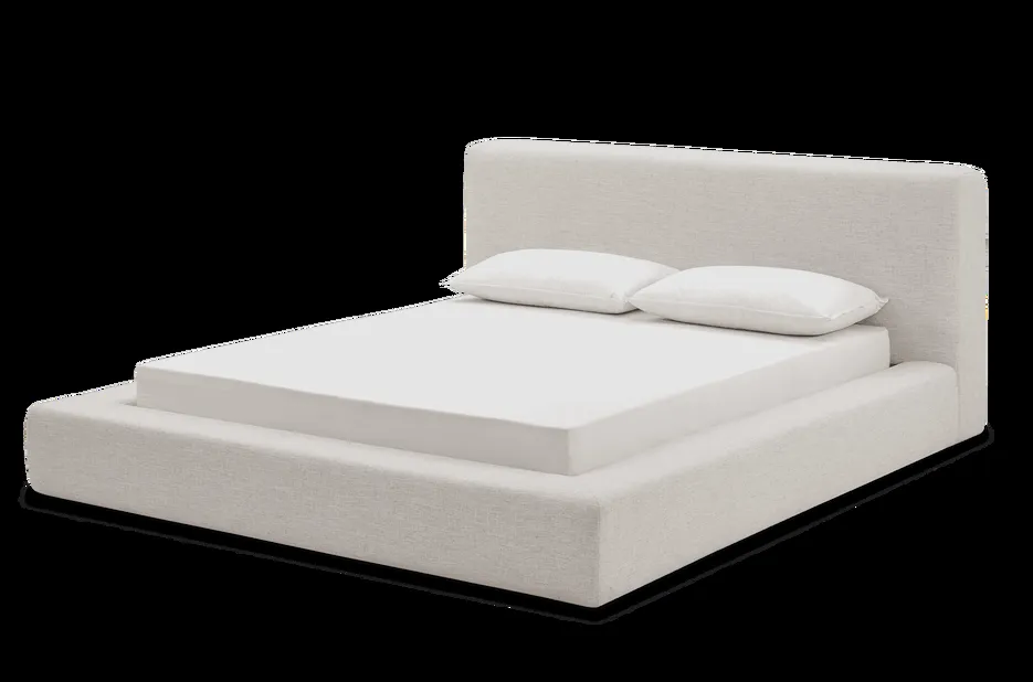 Lit Aspet en tissu et bois massif king size, vue 5 sur 6