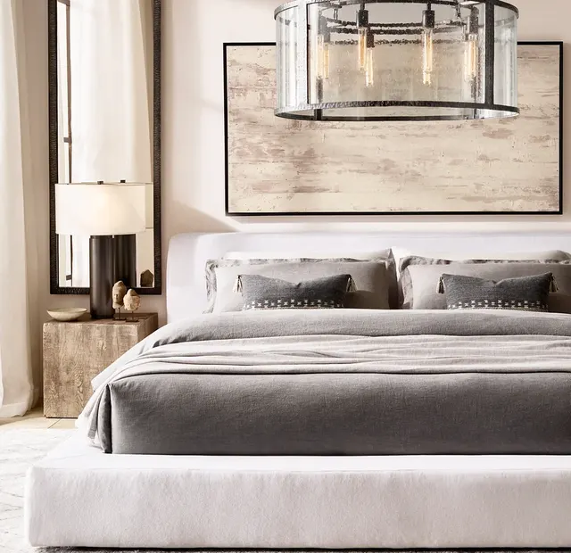 Lit Auzat en bois massif blanc king size — lits