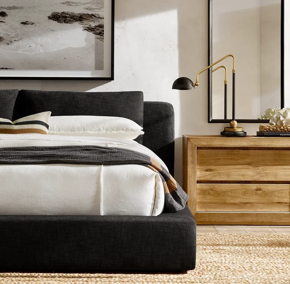 Lit Auzat en bois massif blanc king size, vue 2 sur 6