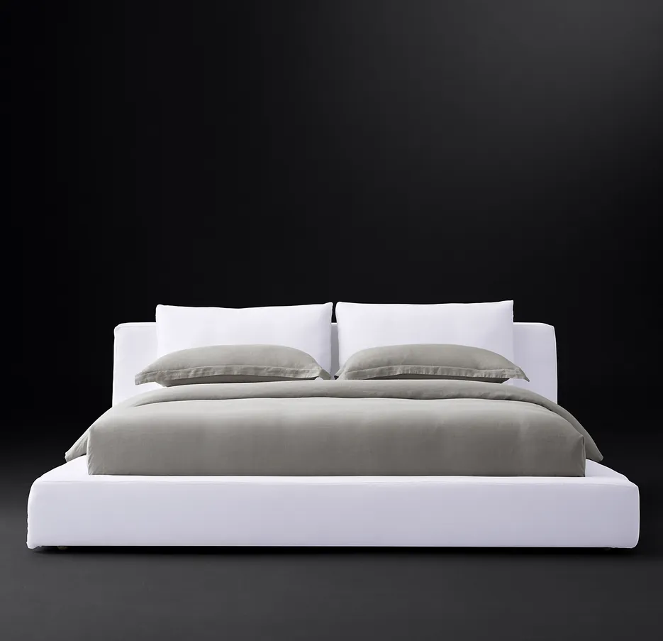 Lit Auzat en bois massif blanc king size, vue 3 sur 6