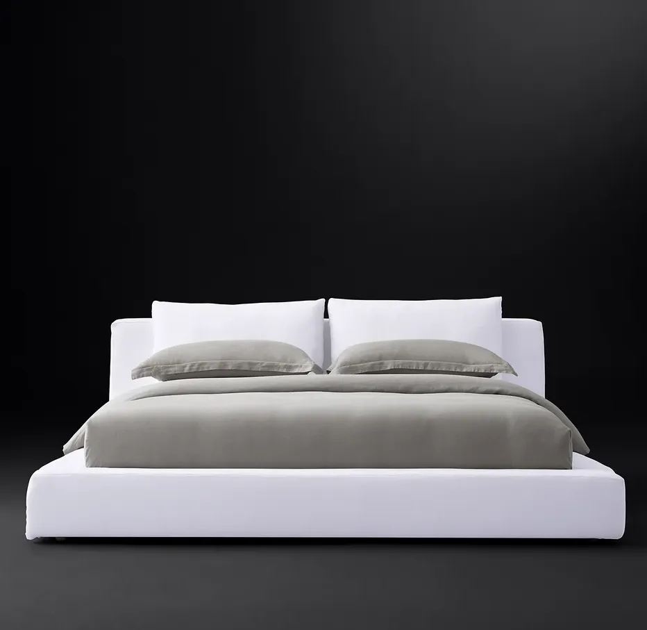 Lit Auzat en bois massif blanc king size, vue 4 sur 6