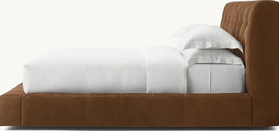 Lit Avallon en tissu et bois massif king size, vue 4 sur 4