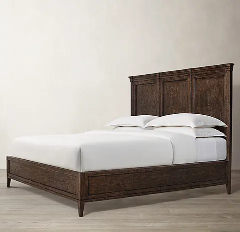Lit Barbizon en cuir et chêne king size — lits