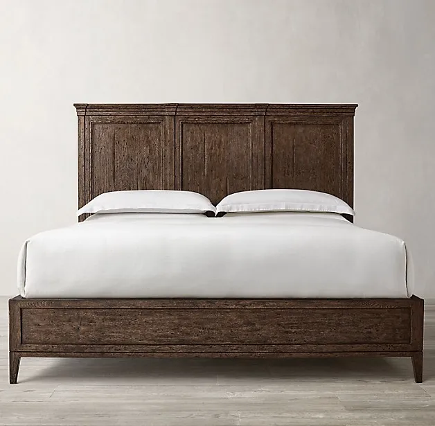 Lit Barbizon en cuir et chêne king size, vue 2 sur 4