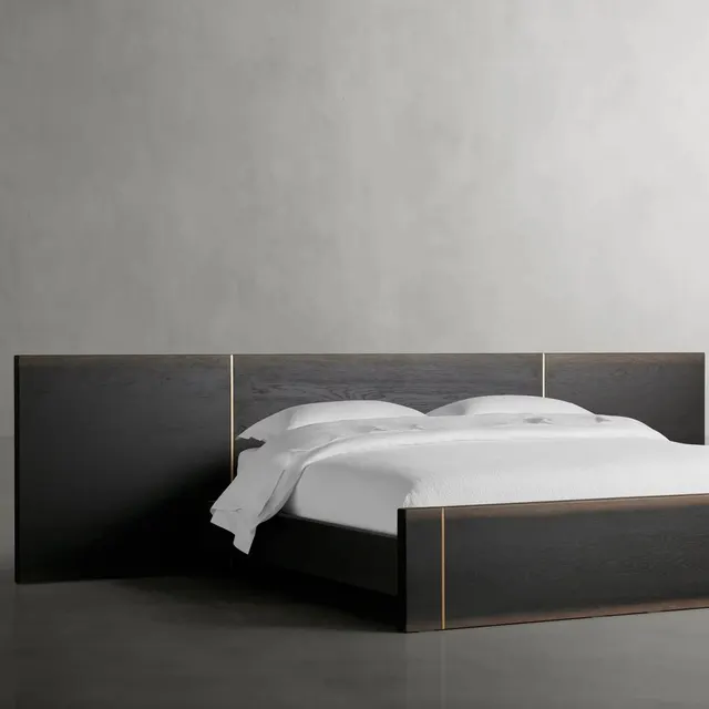 Lit Barcelonnette en chêne king size — lits