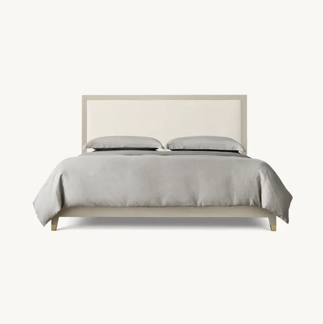 Lit Belvès en tissu et bois massif queen size — lits