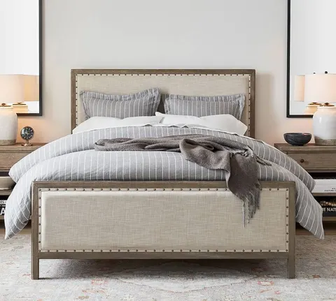 Lit Briançon en tissu beige — lits