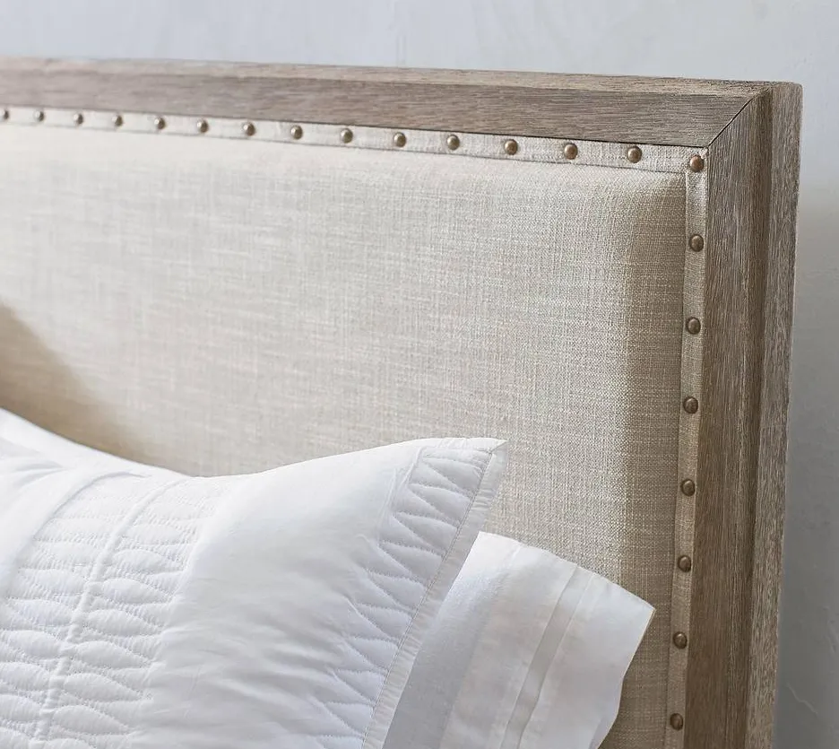 Lit Briançon en tissu beige, vue 3 sur 4