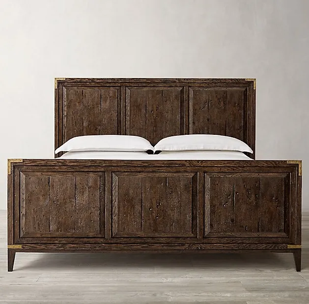Lit Cancale en cuir et chêne king size, collection lits ELWOOD HOME