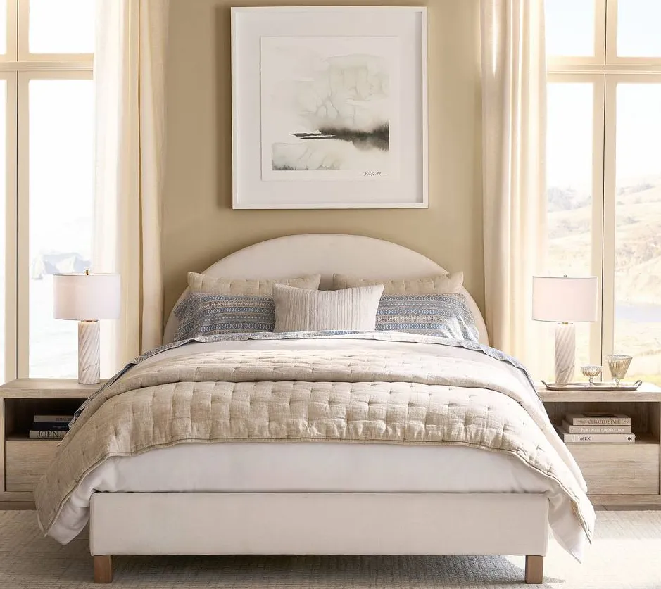 Lit Cotignac en tissu et bois massif king size, vue 4 sur 4