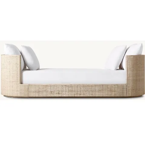 Lit de repos Largentière en tissu et travertin — lits