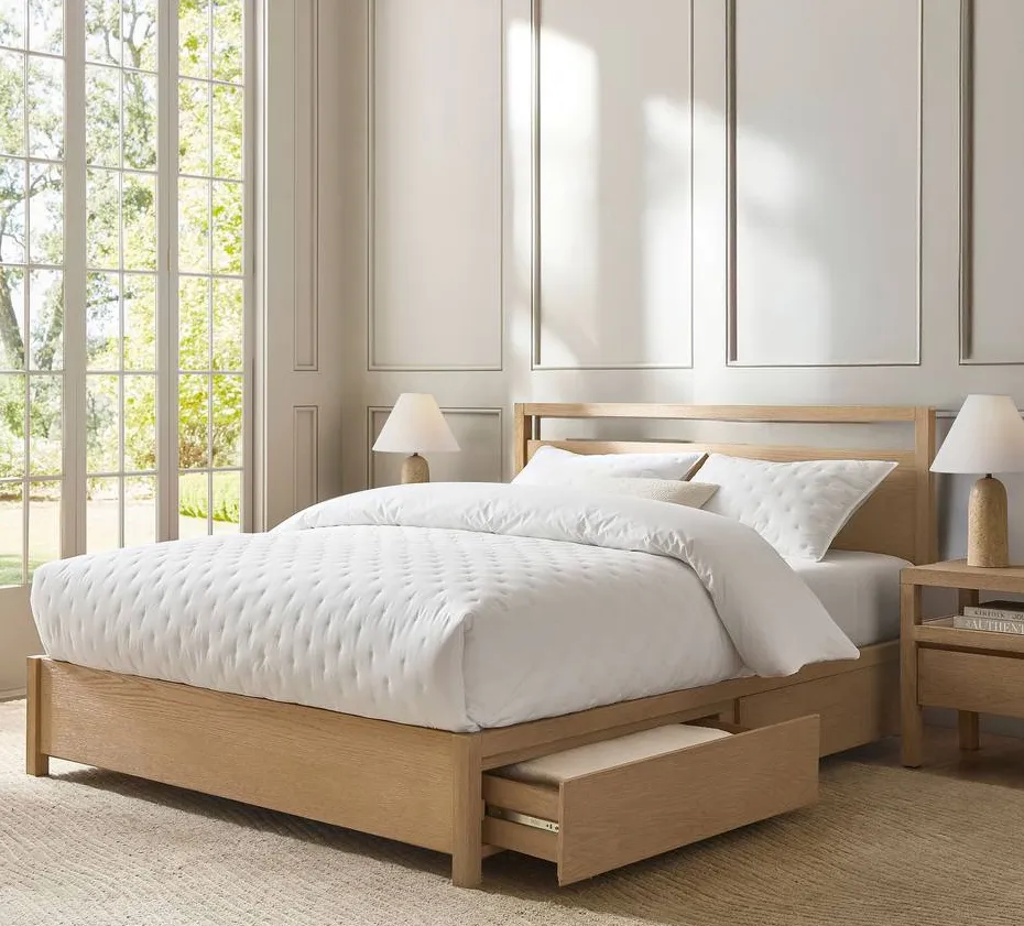 Lit Dieulefit en placage de chêne blanc, collection lits ELWOOD HOME