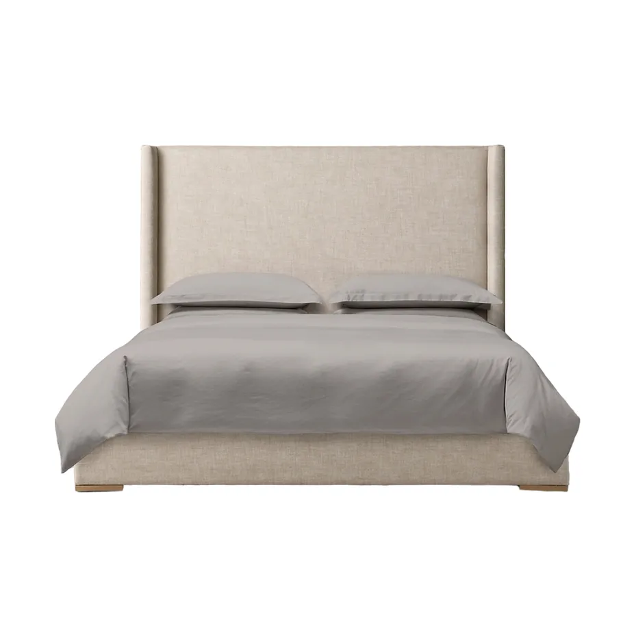 Lit Dinan en tissu et bois massif, vue 4 sur 4