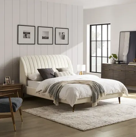 Lit Embrun en tissu et chêne king size — lits