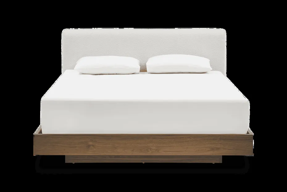 Lit Fécamp en tissu et bois massif king size, vue 2 sur 6