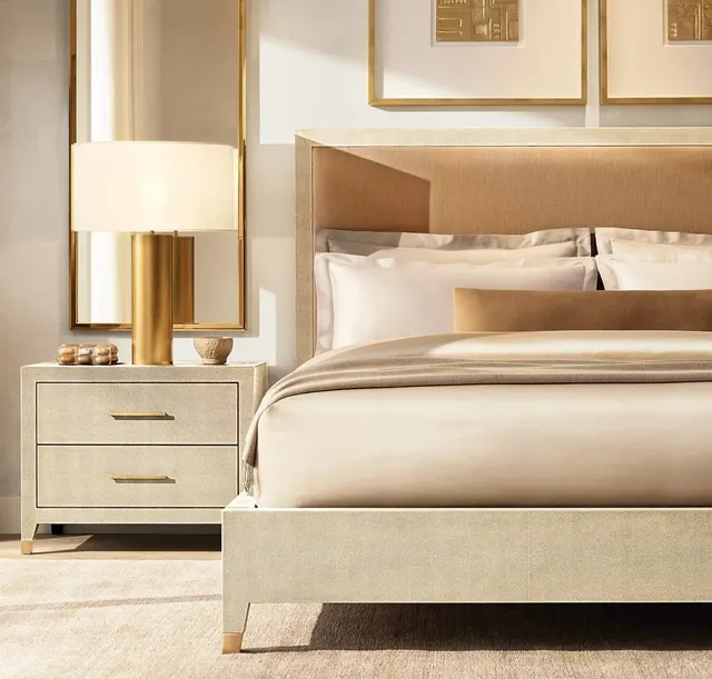 Lit Lorgues en tissu et chêne king size — lits