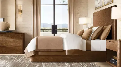 Lit Mauléon en tissu et chêne king size — lits