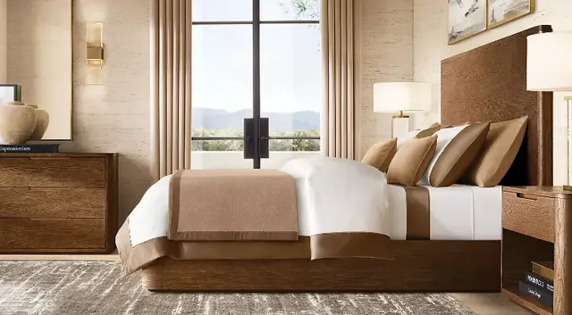 Lit Mauléon en tissu et chêne king size — lits