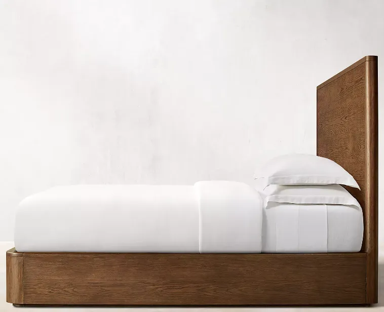 Lit Mauléon en tissu et chêne king size, vue 2 sur 4