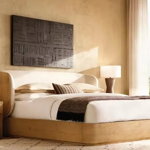 Lit Menton en placage de chêne king size — lits