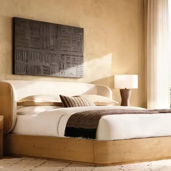 Lit Menton en placage de chêne king size — lits