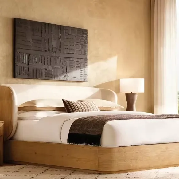 Lit Menton en placage de chêne king size, collection lits ELWOOD HOME