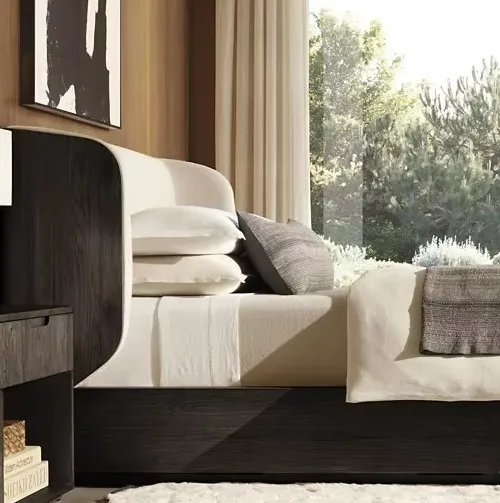 Lit Menton en placage de chêne king size, vue 2 sur 5