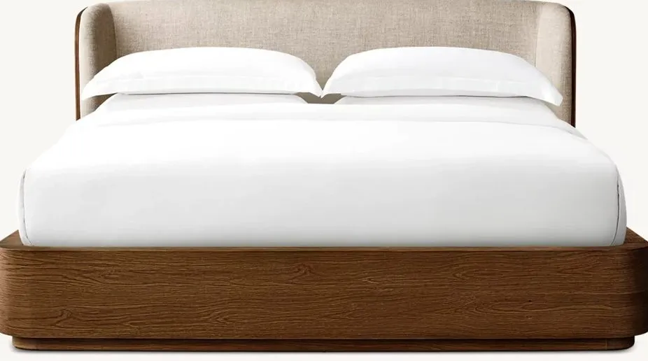 Lit Menton en placage de chêne king size, vue 3 sur 5
