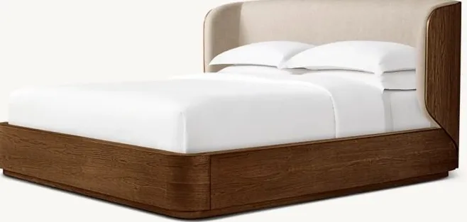 Lit Menton en placage de chêne king size, vue 4 sur 5