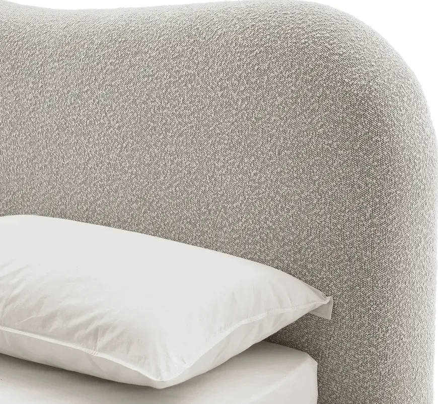 Lit Morzine en tissu et bois massif blanc king size, vue 3 sur 6