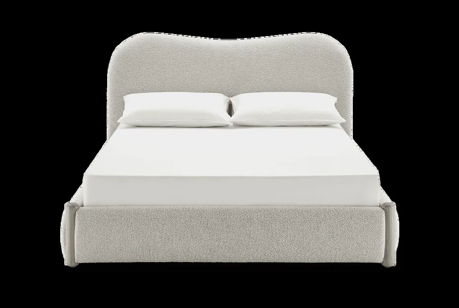 Lit Morzine en tissu et bois massif blanc king size, vue 6 sur 6