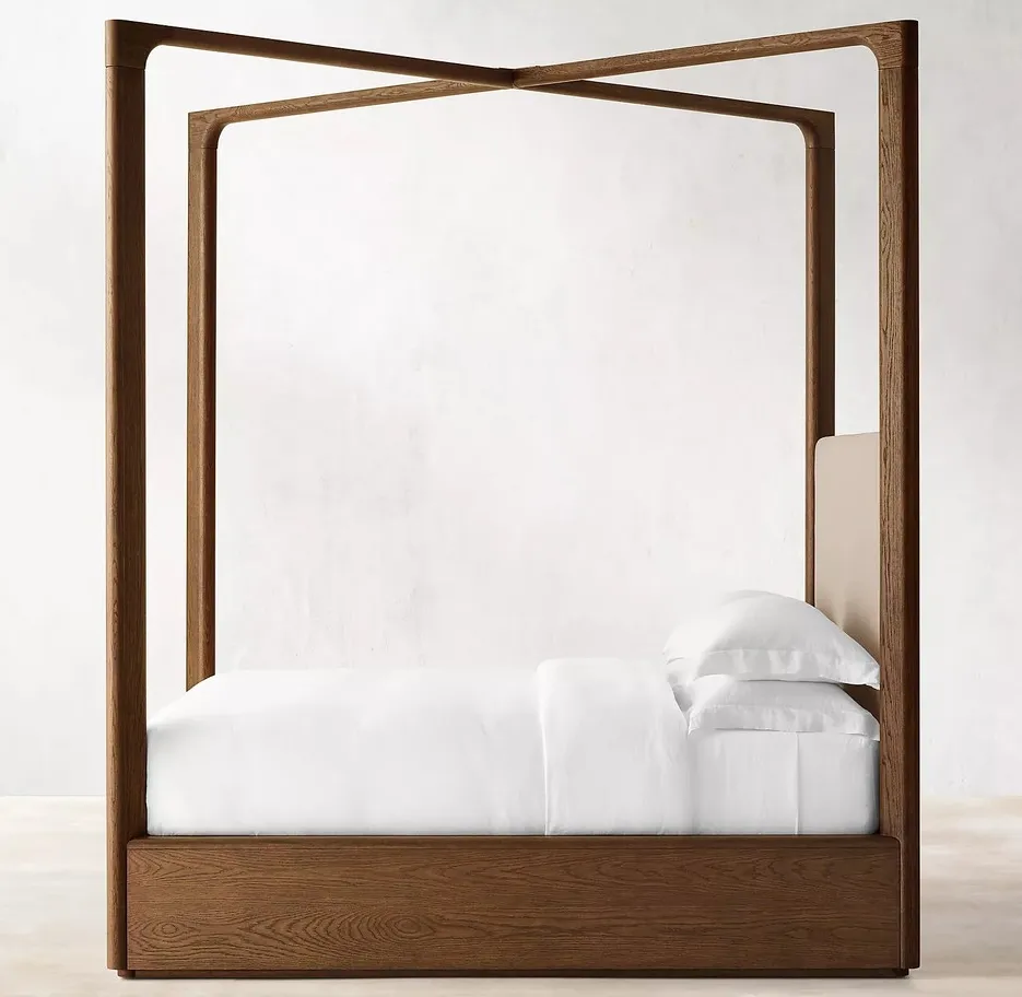 Lit Moustiers en cuir et chêne king size, collection lits ELWOOD HOME