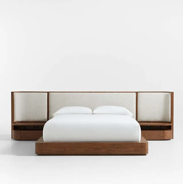 Lit Nernier en tissu et placage de noyer king size — lits