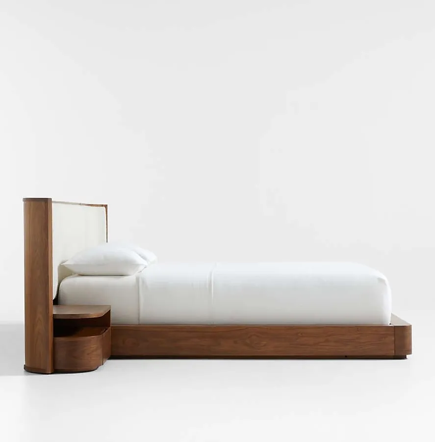 Lit Nernier en tissu et placage de noyer king size, vue 2 sur 6