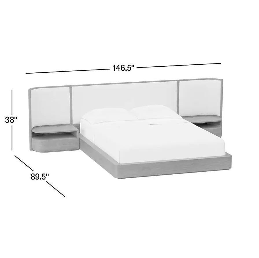 Lit Nernier en tissu et placage de noyer king size, vue 5 sur 6