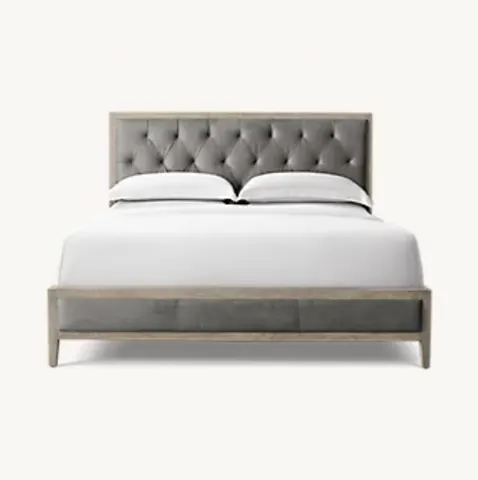 Lit Névache en cuir et chêne king size — lits