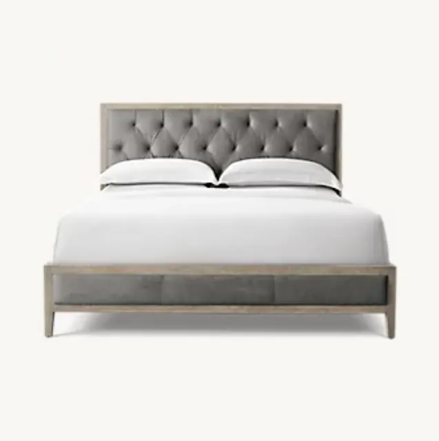 Lit Névache en cuir et chêne king size — lits
