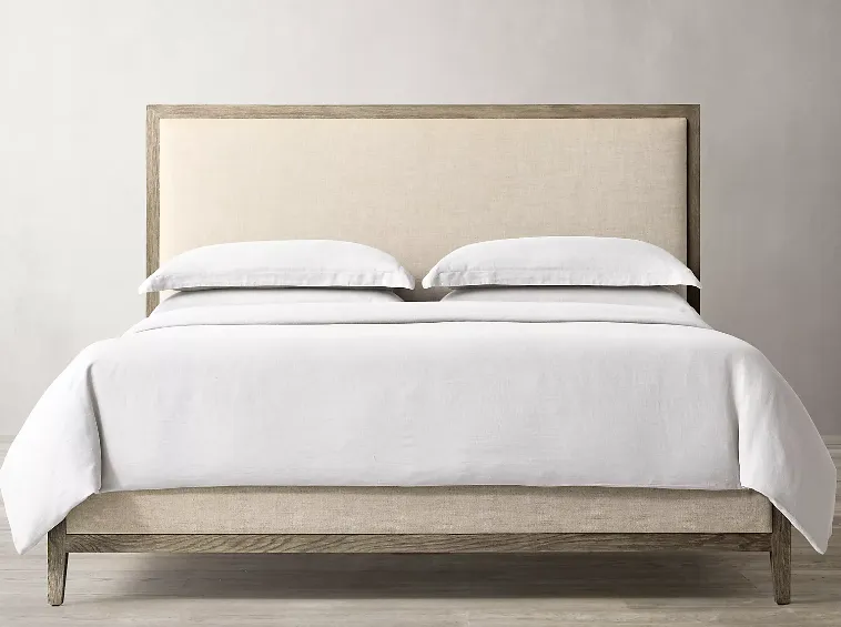 Lit Olonzac en tissu et chêne, vue 4 sur 5