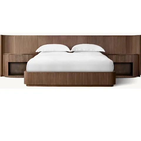 Lit Oppède en chêne brun king size — lits