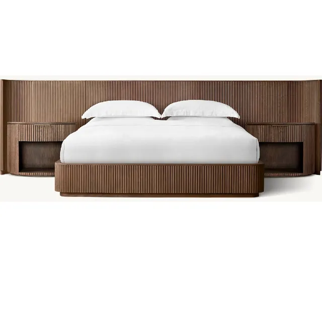 Lit Oppède en chêne brun king size — lits