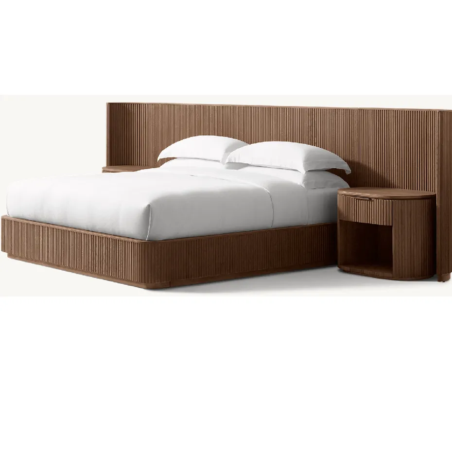 Lit Oppède en chêne brun king size, vue 2 sur 5