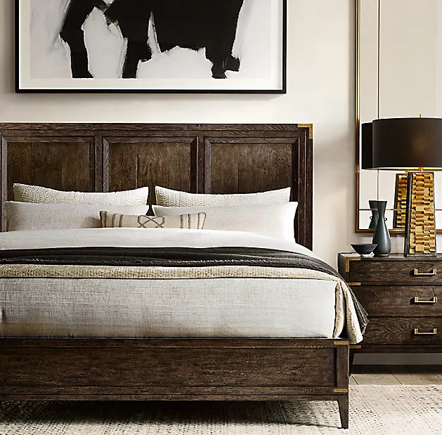 Lit Paimpol en tissu et chêne queen size — lits