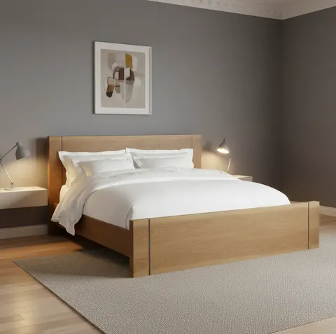 Lit Poligny en chêne king size — lits