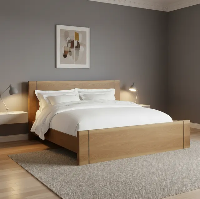 Lit Poligny en chêne king size — lits