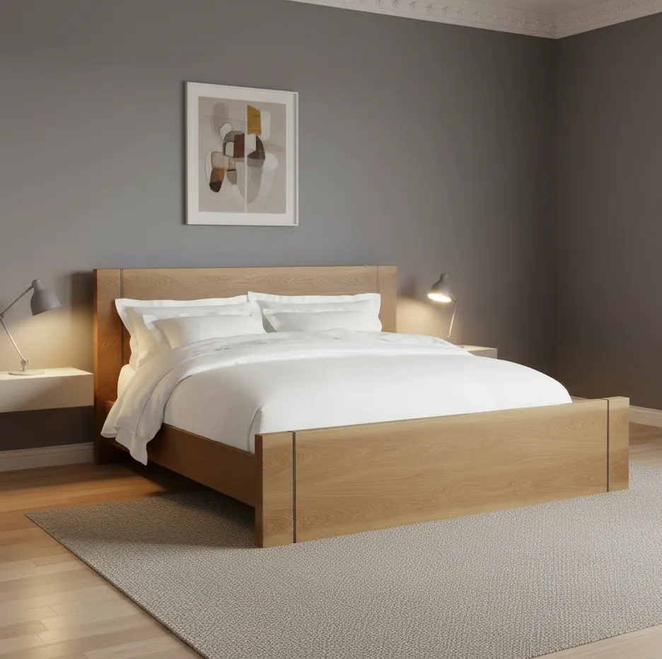 Lit Poligny en chêne king size, collection lits ELWOOD HOME