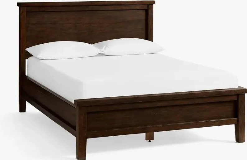 Lit Privas en tissu et placage de bois massif brun, vue 3 sur 4