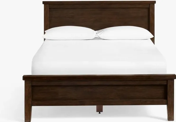 Lit Privas en tissu et placage de bois massif brun, vue 4 sur 4