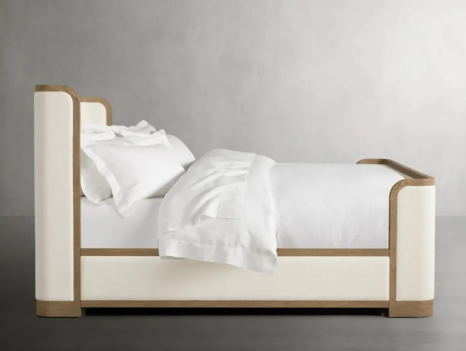 Lit Romans en tissu et bois massif king size, vue 4 sur 5